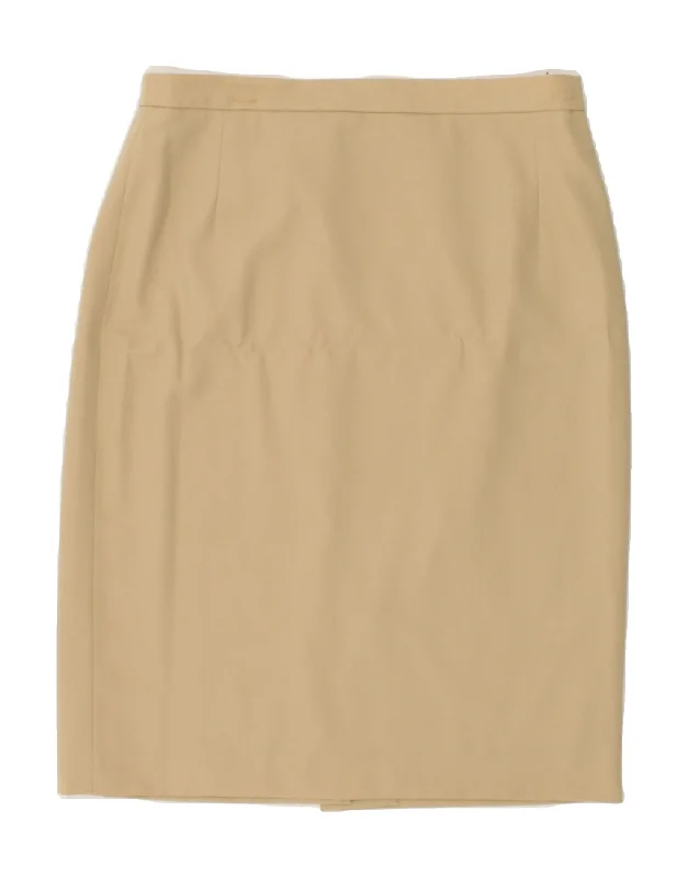 MAX MARA Womens Straight Skirt UK 18 XL W32 Beige Wool mini skirt trendy