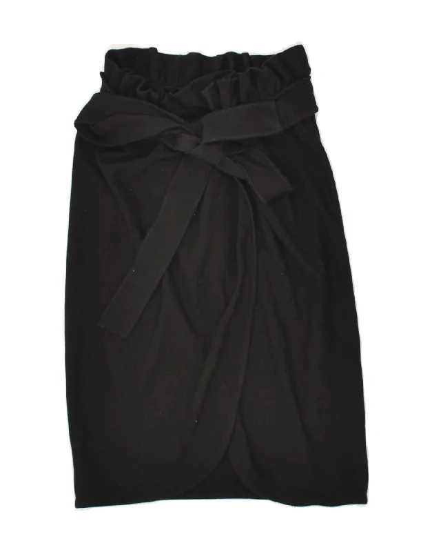 MOSCHINO Womens Wrap Skirt UK 12 Medium W28 Black Viscose chiffon skirt delicate