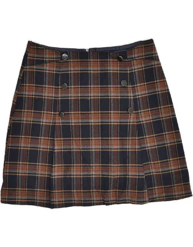 OASIS Womens A-Line Skirt UK 12 Medium W32 Navy Blue Check Polyester velvet skirt plush OASIS Womens A-Line Skirt UK 12 Medium W32 Navy Blue Check Polyester velvet skirt plush