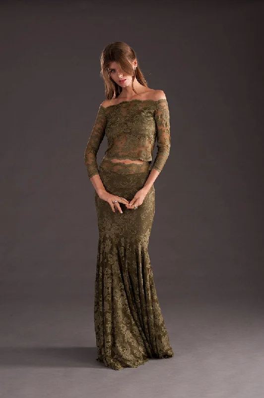 Olvi's Floor Length Lace Skirt lace skirt elegant