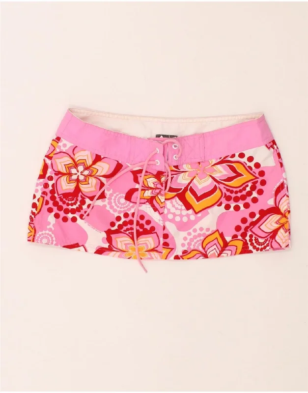 O'NEILL Womens Mini Skirt W28 Medium Pink Floral Polyester zip skirt side