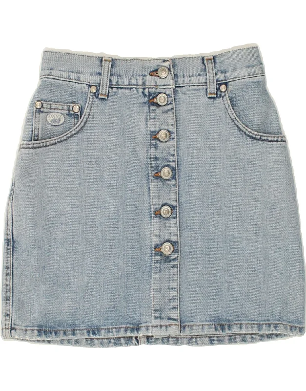 ONYX Womens Denim Skirt W28 Medium Blue Cotton leather skirt bold