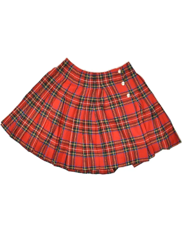 PINKO Womens High Waist Mini Skirt IT 42 Medium W24 Red Plaid Wool summer skirt style PINKO Womens High Waist Mini Skirt IT 42 Medium W24 Red Plaid Wool summer skirt style