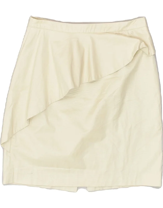 REISS Womens Peplum Skirt UK 10 Small W28  Off White Cotton cashmere skirt soft