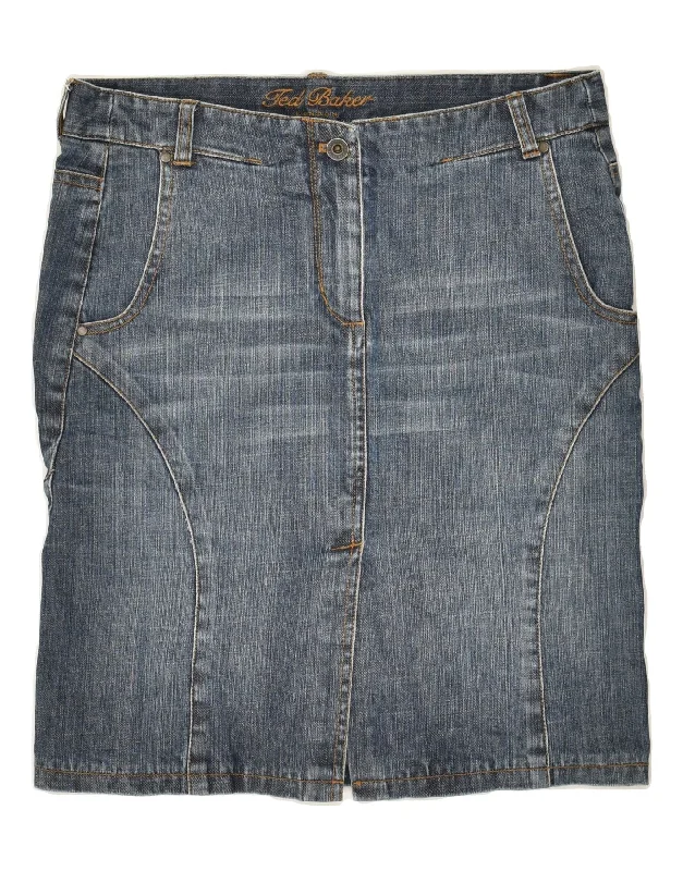 TED BAKER Womens Denim Skirt Size 2 Medium W32 Navy Blue Cotton denim skirt stylish