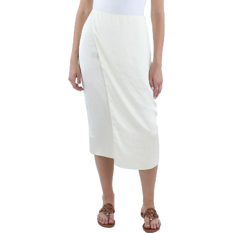 Theory Womens Satin Wrap Skirt pencil skirt chic