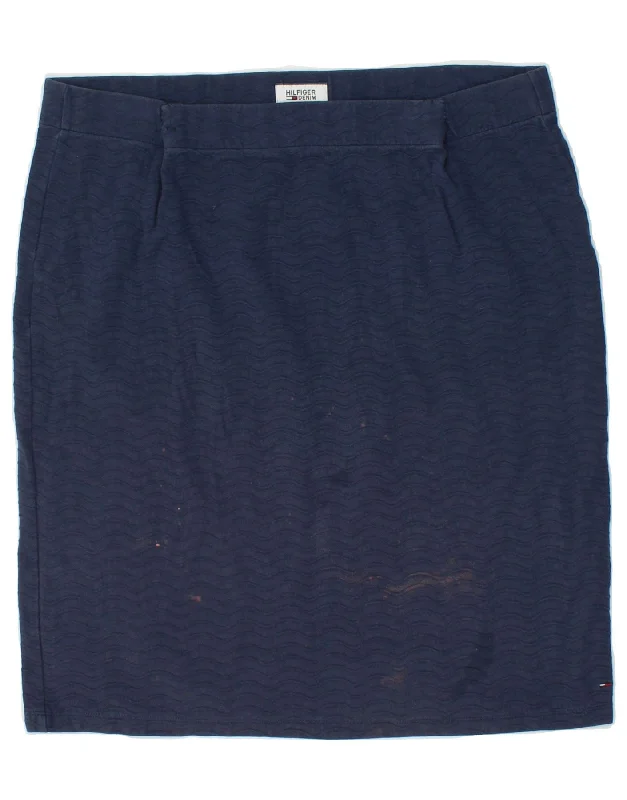 TOMMY HILFIGER Womens Straight Skirt W32 Large Navy Blue casual skirt length