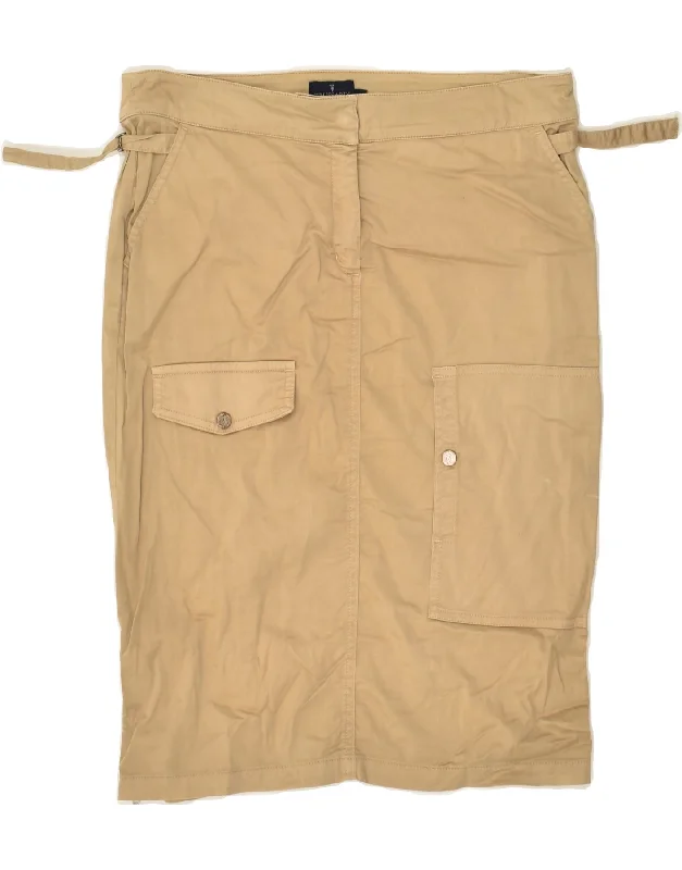 TRUSSARDI Womens Cargo Skirt IT 44 Medium W32  Brown Cotton silk skirt sleek