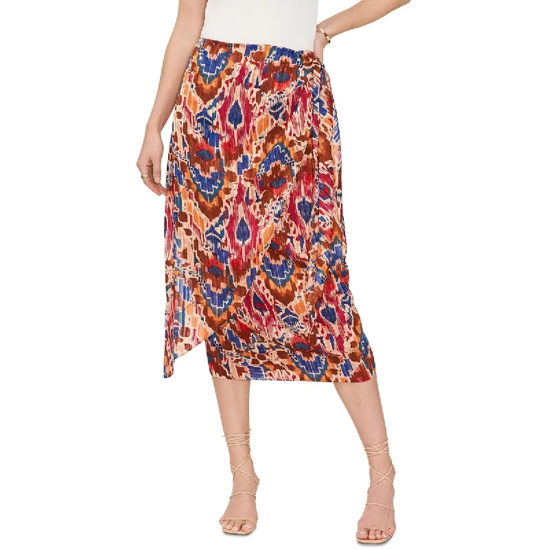 Vince Camuto Womens Printed Front-Tie Midi Skirt velvet skirt luxury