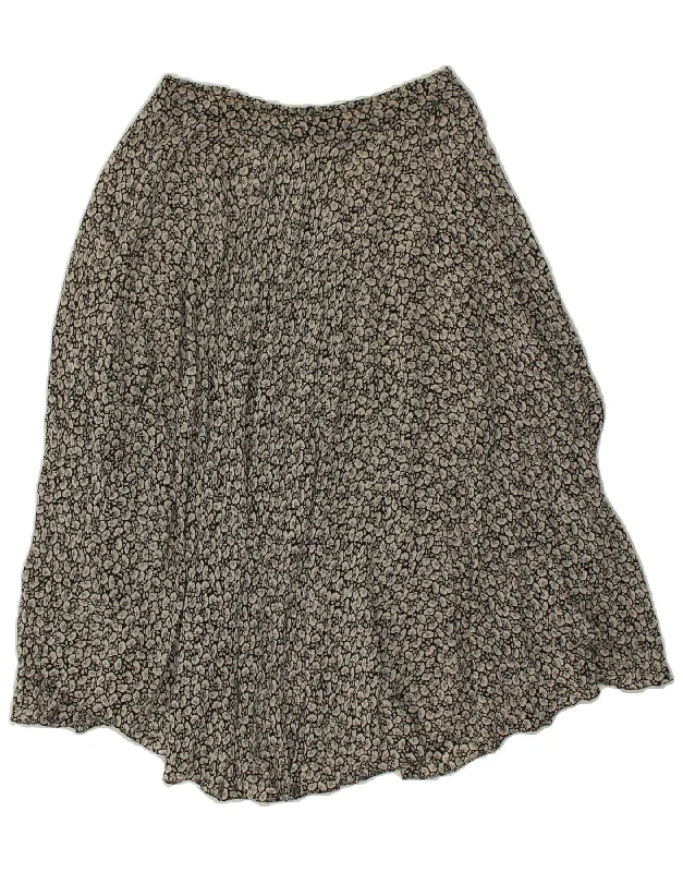 VINTAGE Womens A-Line Skirt Small W28   Grey Floral Viscose chiffon skirt flowing