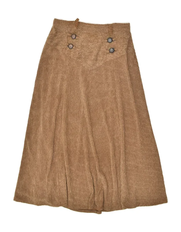 VINTAGE Womens A-Line Skirt UK 12 Medium W28 Brown Striped cotton skirt soft
