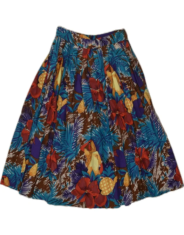 VINTAGE Womens A-Line Skirt W24 XS Blue Floral cotton skirt soft