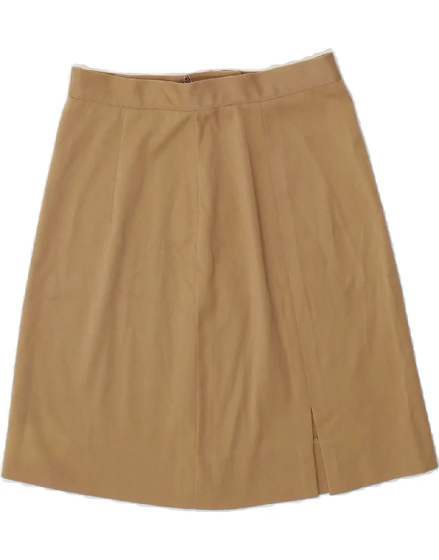 VINTAGE Womens A-Line Skirt W24 XS  Brown silk skirt lustrous