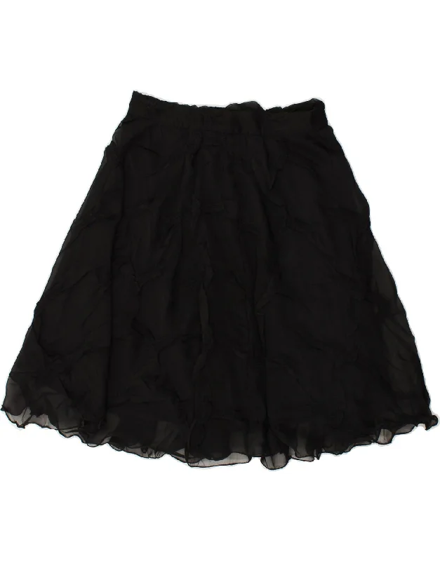 VINTAGE Womens A-Line Skirt W26 Small Black silk skirt smooth