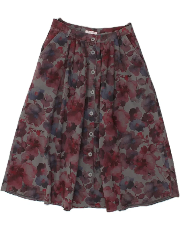 VINTAGE Womens A-Line Skirt W26 Small Grey Floral chiffon skirt airy