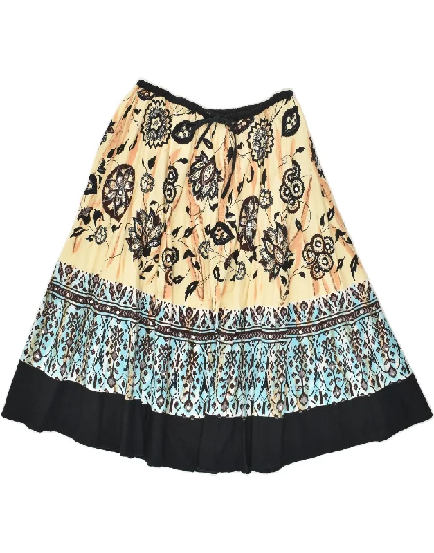 VINTAGE Womens A-Line Skirt W28 Medium  Beige Floral velvet skirt luxurious