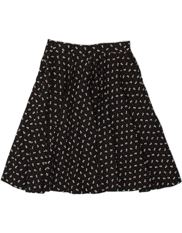 VINTAGE Womens A-Line Skirt W30 Medium Black Floral velvet skirt luxurious