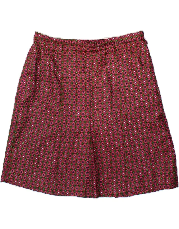 VINTAGE Womens A-Line Skirt W34 Large Pink Floral velvet skirt plush