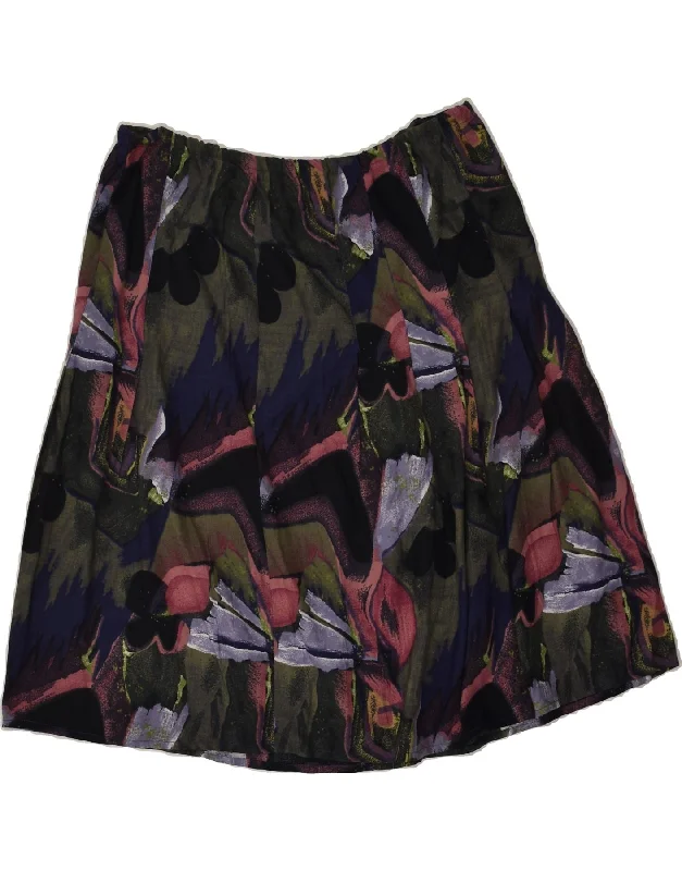 VINTAGE Womens Abstract Pattern A-Line Skirt W32 Large Multicoloured denim skirt durable VINTAGE Womens Abstract Pattern A-Line Skirt W32 Large Multicoloured denim skirt durable