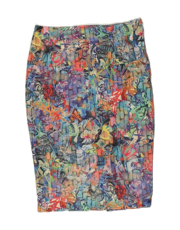 VINTAGE Womens Abstract Pattern Pencil Skirt W28 Medium Multicoloured tiered skirt playful VINTAGE Womens Abstract Pattern Pencil Skirt W28 Medium Multicoloured tiered skirt playful