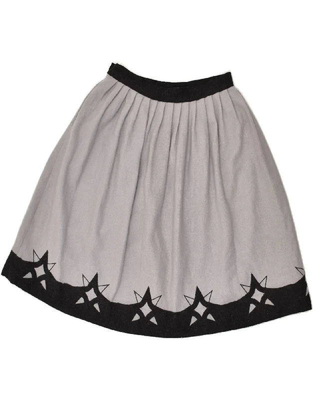 VINTAGE Womens Circle Skirt IT 44 Medium W26  Grey chiffon skirt floaty