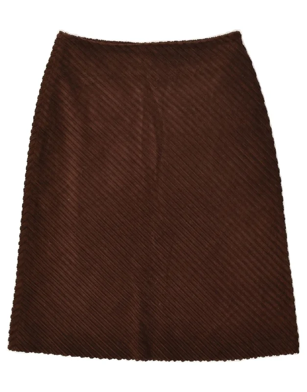 VINTAGE Womens Corduroy Skirt IT 42 Medium W26 Brown Striped Cotton button skirt front VINTAGE Womens Corduroy Skirt IT 42 Medium W26 Brown Striped Cotton button skirt front