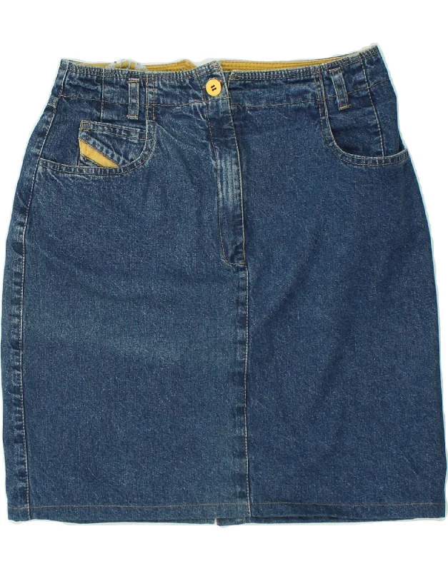 VINTAGE Womens Denim Skirt EU 40 Medium W28 Blue Cotton cashmere skirt plush