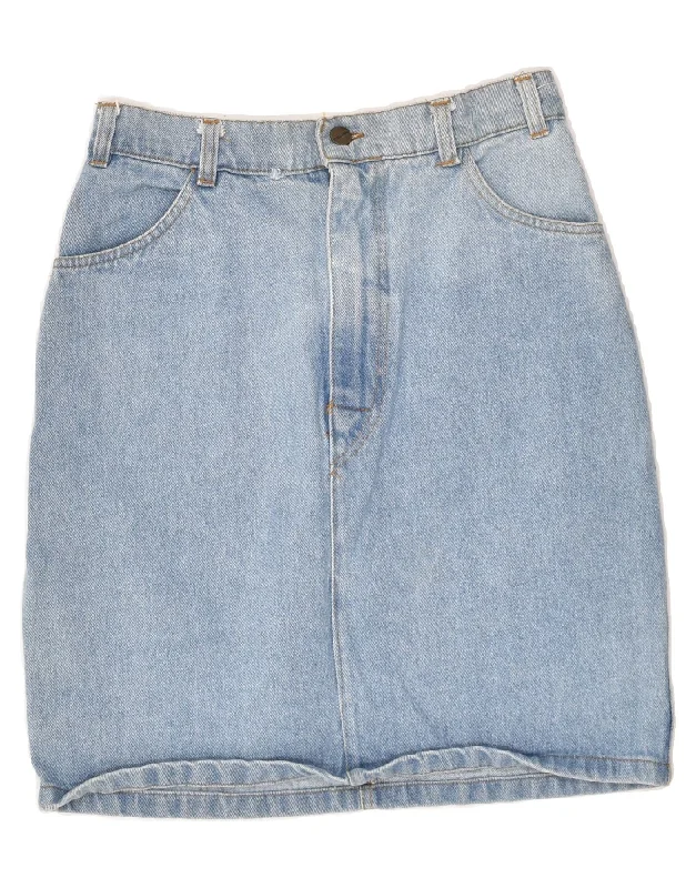 VINTAGE Womens Denim Skirt W26 Small Blue Cotton seamless skirt comfort