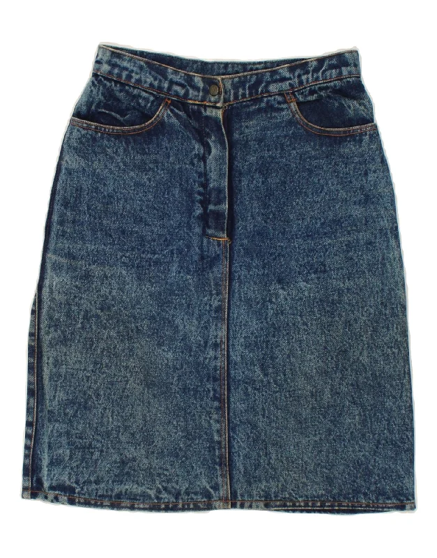 VINTAGE Womens Denim Skirt W28 Medium  Blue leather skirt modern