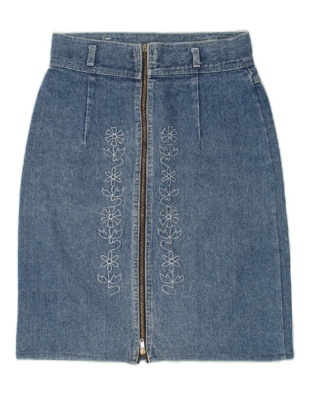 VINTAGE Womens Denim Skirt W30 Medium Blue Cotton chiffon skirt airy
