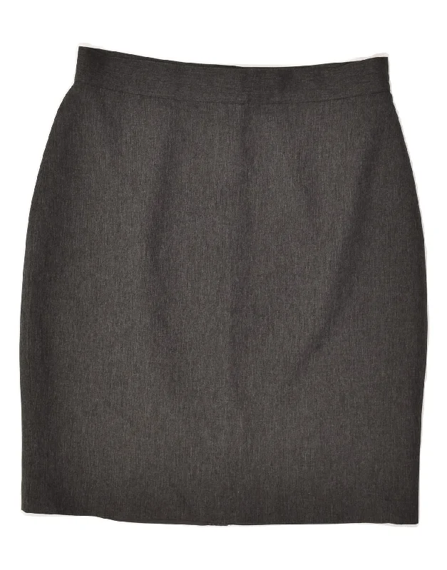 VINTAGE Womens High Waist Pencil Skirt IT 46 Large W28  Grey Wool zip skirt side