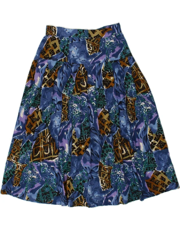 VINTAGE Womens High Waist Pleated Skirt UK 14 Medium W29 Blue Patchwork cashmere skirt soft VINTAGE Womens High Waist Pleated Skirt UK 14 Medium W29 Blue Patchwork cashmere skirt soft
