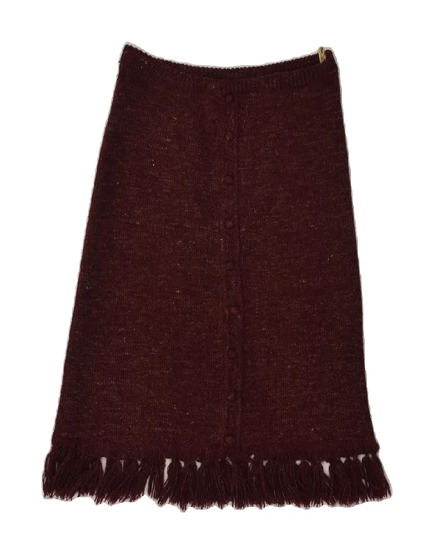 VINTAGE Womens Knit Maxi Skirt W30 Medium  Burgundy pencil skirt chic