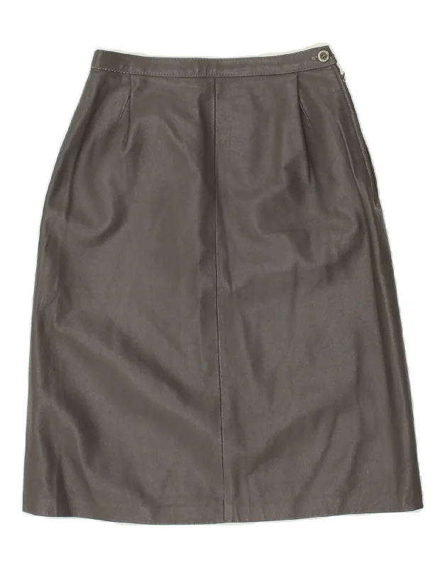 VINTAGE Womens Leather Skirt W24 XS Grey linen skirt airy
