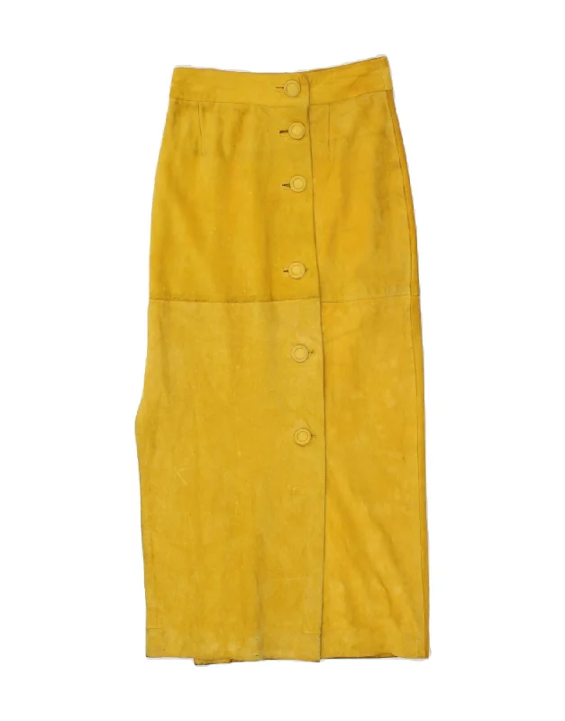 VINTAGE Womens Leather Skirt W26 Small Yellow tulle skirt dreamy