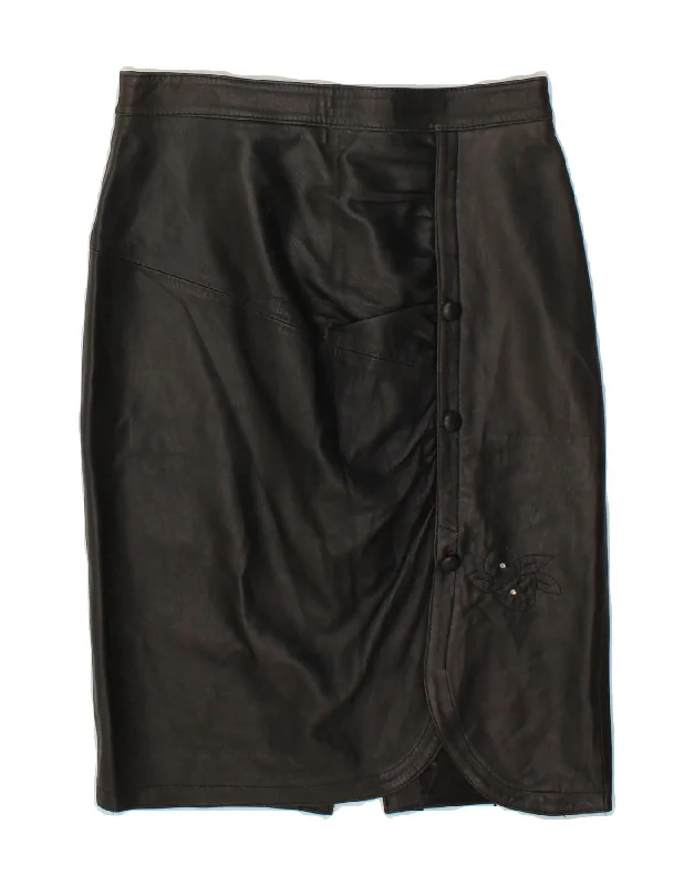 VINTAGE Womens Leather Skirt W30 Medium Black chiffon skirt flowing
