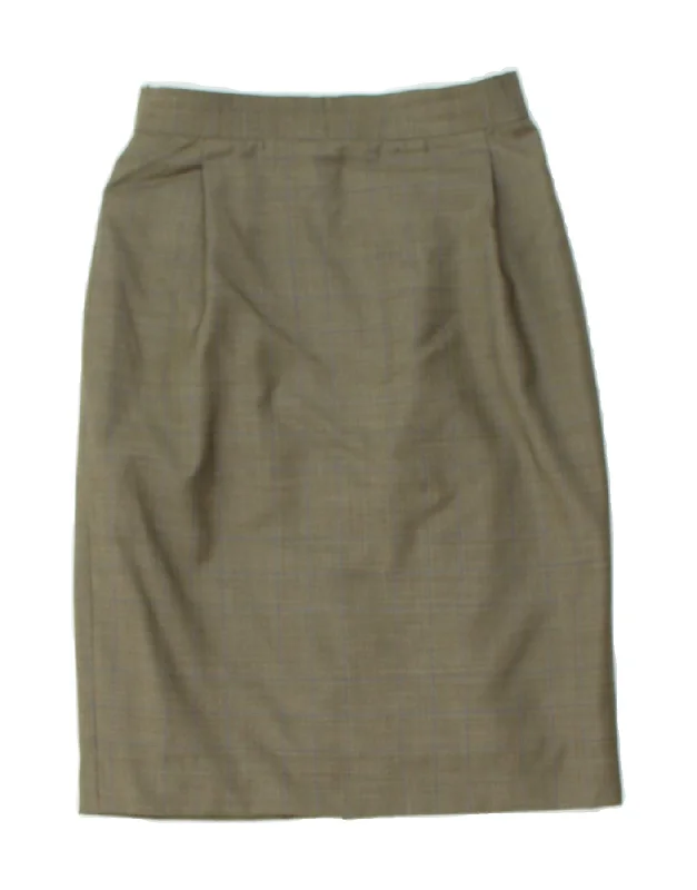 VINTAGE Womens Midi Skirt UK 8 Small W26 Grey Check midi skirt versatile