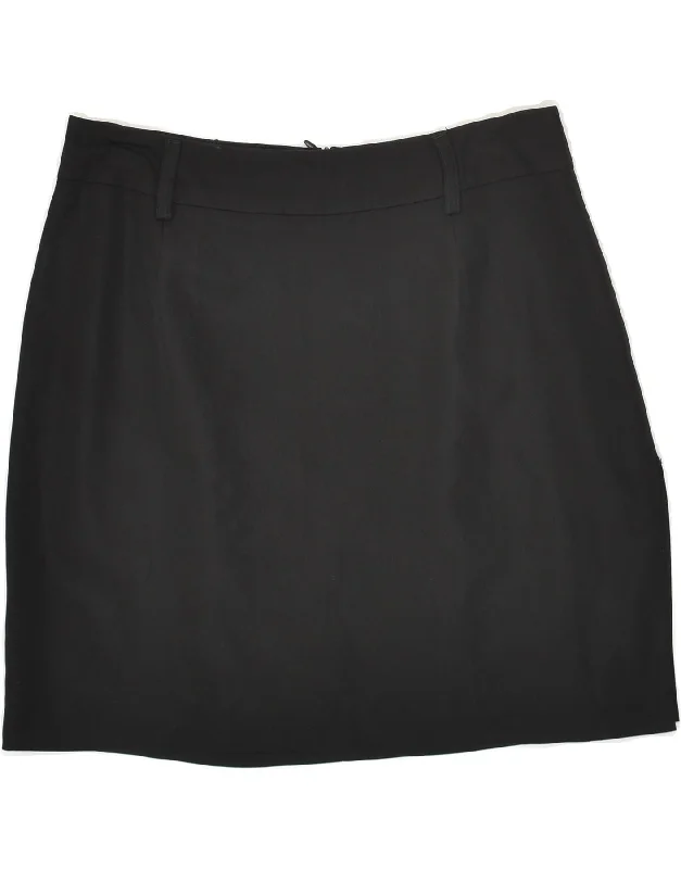 VINTAGE Womens Mini Skirt IT 40 Small W28 Black Wool silk skirt lustrous