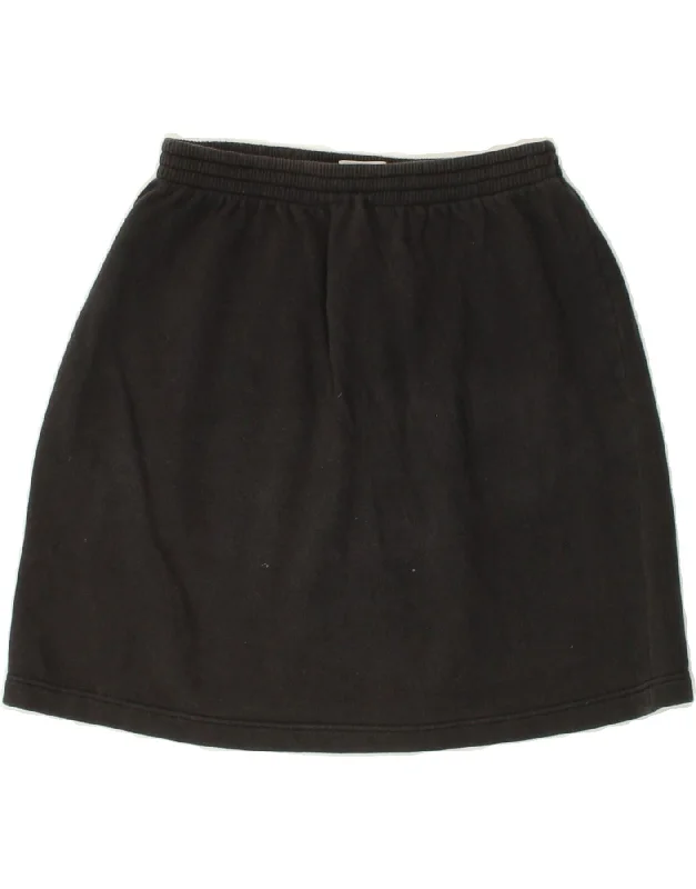 VINTAGE Womens Mini Skirt IT 44 Medium W26 Black Cotton linen skirt light