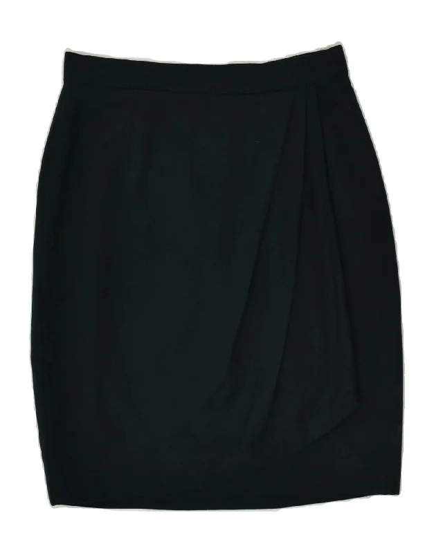 VINTAGE Womens Pencil Skirt EU 40 Medium W28 Green Wool breathable skirt fabric