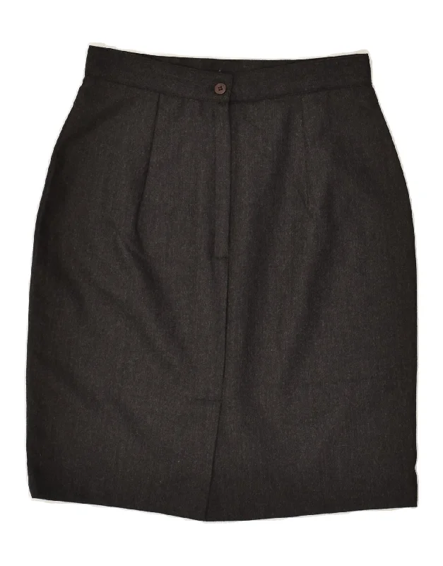 VINTAGE Womens Pencil Skirt IT 44 Medium W26 Black Virgin Wool denim skirt classic