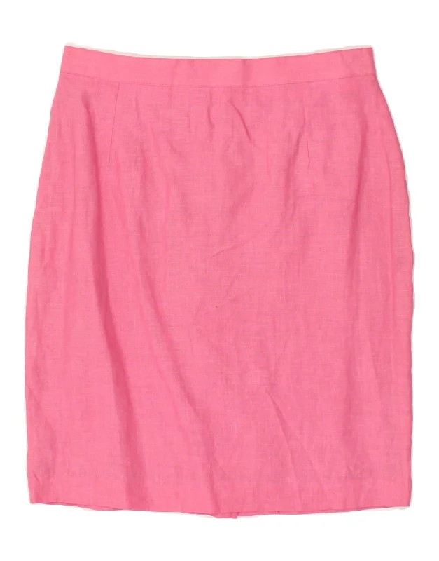 VINTAGE Womens Pencil Skirt IT 46 Large W29 Pink Linen lace skirt intricate