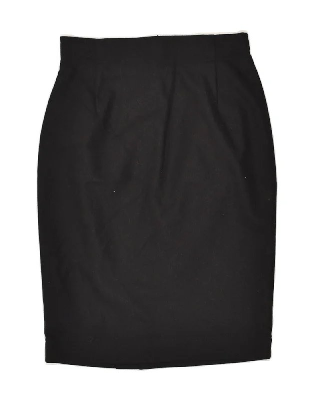 VINTAGE Womens Pencil Skirt UK 12 Medium W27 Black Polyamide slim fit skirt