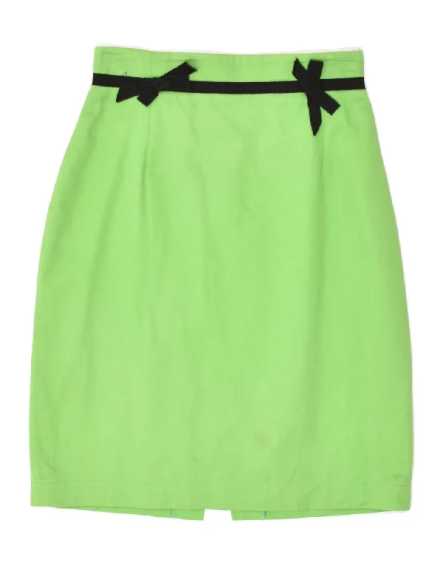 VINTAGE Womens Pencil Skirt W26 Small  Green Cotton leather skirt modern