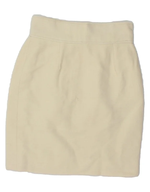 VINTAGE Womens Pencil Skirt W26 Small Off White leather skirt modern