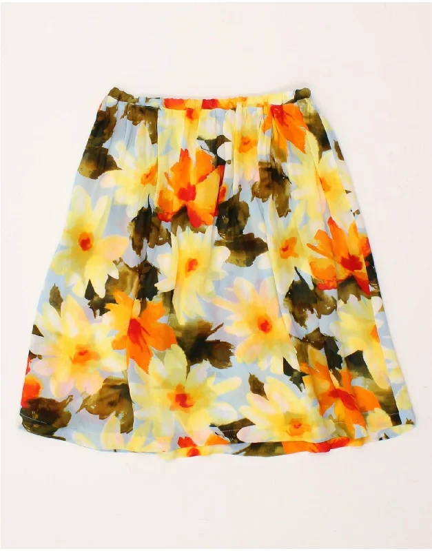 VINTAGE Womens See Through A-Line Skirt W28 Medium Yellow Floral linen skirt natural VINTAGE Womens See Through A-Line Skirt W28 Medium Yellow Floral linen skirt natural