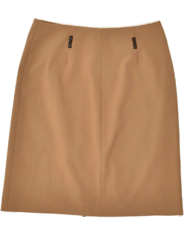 VINTAGE Womens Straight Skirt IT 40 Small W26 Brown Polyester casual skirt length