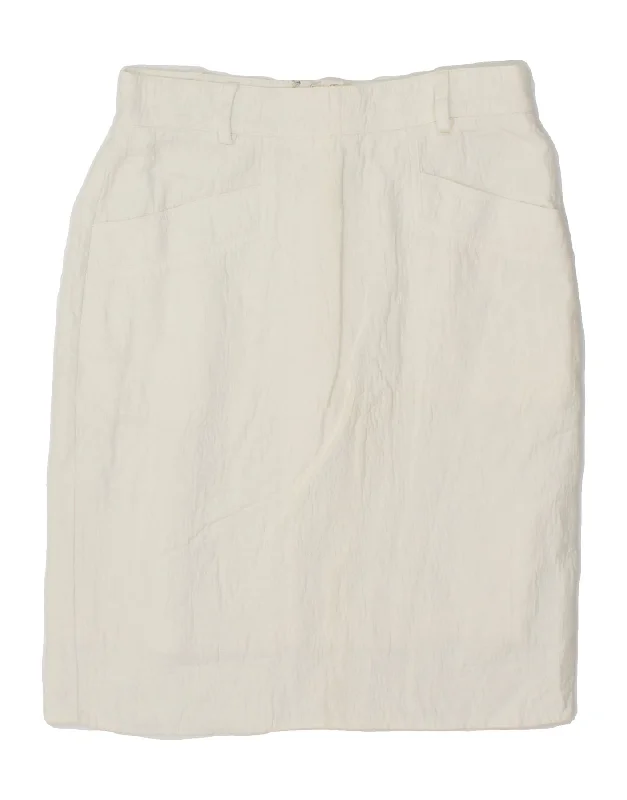 VINTAGE Womens Straight Skirt IT 42 Medium W26 White denim skirt trendy