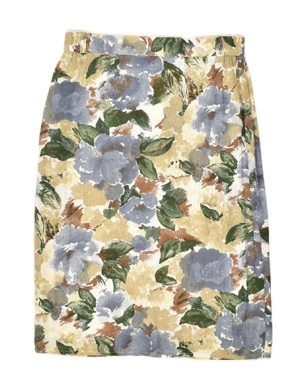 VINTAGE Womens Straight Skirt W28 Medium Multicoloured Floral Viscose velvet skirt glossy VINTAGE Womens Straight Skirt W28 Medium Multicoloured Floral Viscose velvet skirt glossy