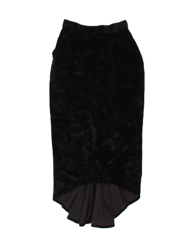 VINTAGE Womens Velvet Maxi Skirt W26 Small  Black velvet skirt rich